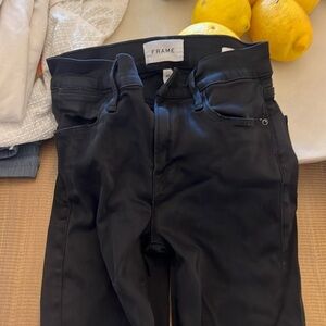 Frame black jeans mid rise, worn